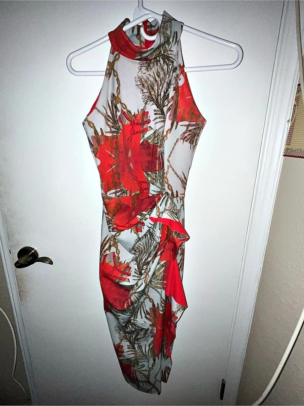 Chiara Boni Red & White Abstract Print Maxi Dress